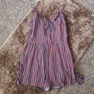 Stripped Front tie Romper size M